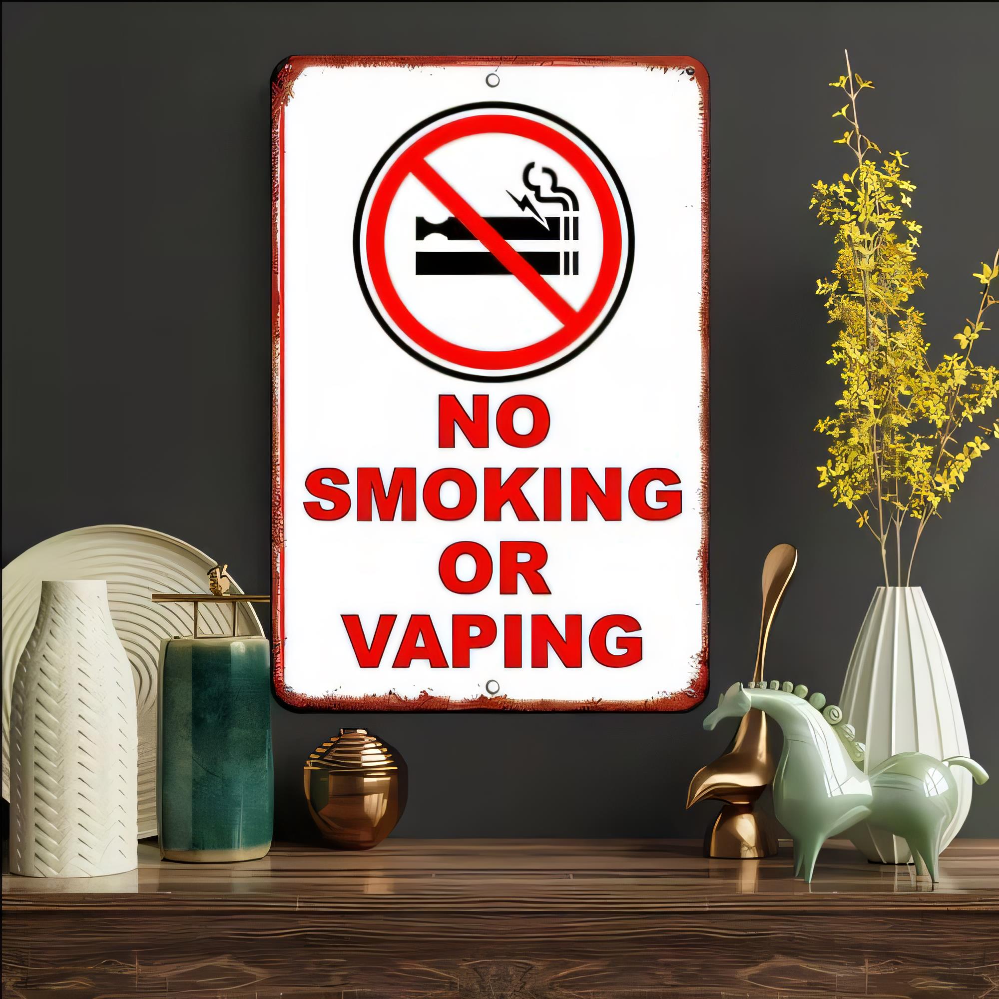 Tin Sign No Smoking Or Vaping  - Vape Decoration ulasan dan harga