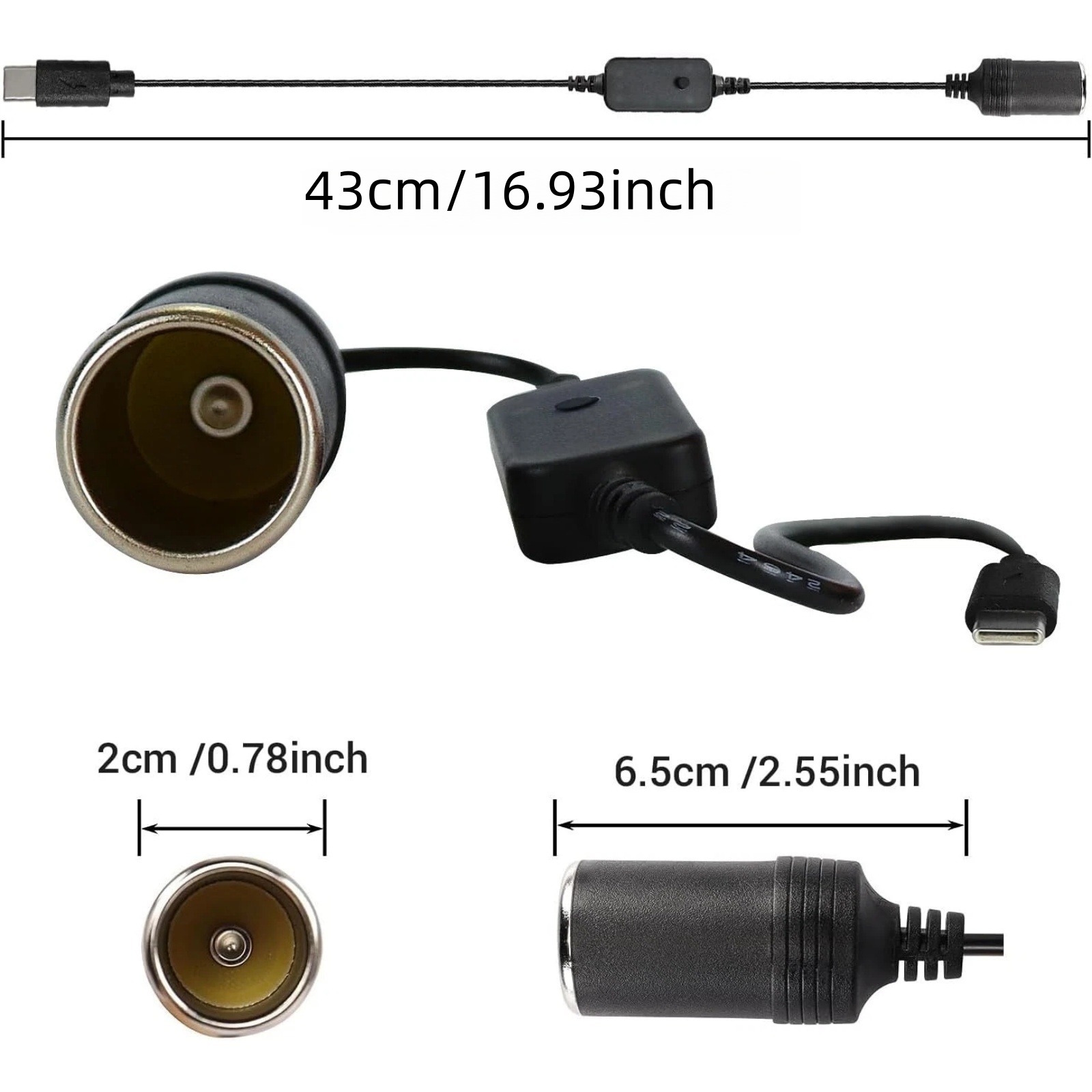 1Pc USB-C to 12V Car Cigarette - Accessories Experts Vape ulasan dan harga
